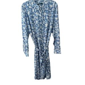 Lauren Ralph Lauren Shirt Dress Sz 20W Blue White Floral Cottagecore Teacher